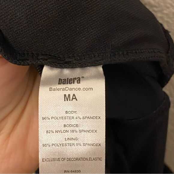 WEISSMAN Balera Dance Costume black Culotte Unitard With Mesh MJ11187 MA adult - Picture 8 of 13